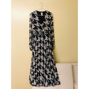 Black and White Pleated Dress